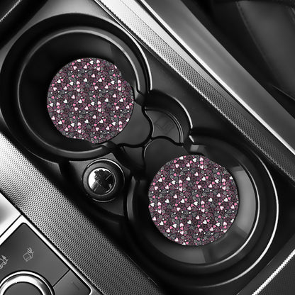 Cute Girly Heart Pattern Print Car Coasters