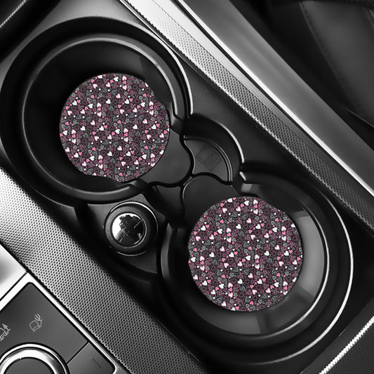 Cute Girly Heart Pattern Print Car Coasters