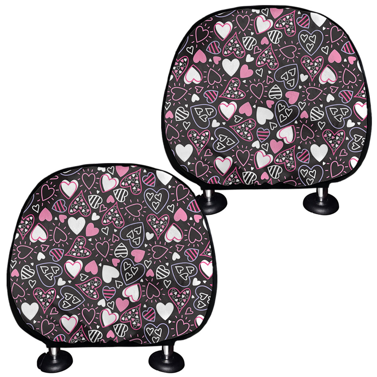 Cute Girly Heart Pattern Print Car Headrest Covers