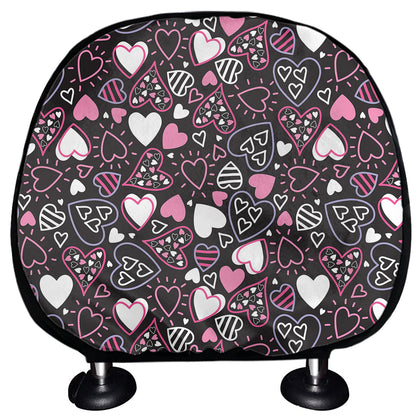 Cute Girly Heart Pattern Print Car Headrest Covers