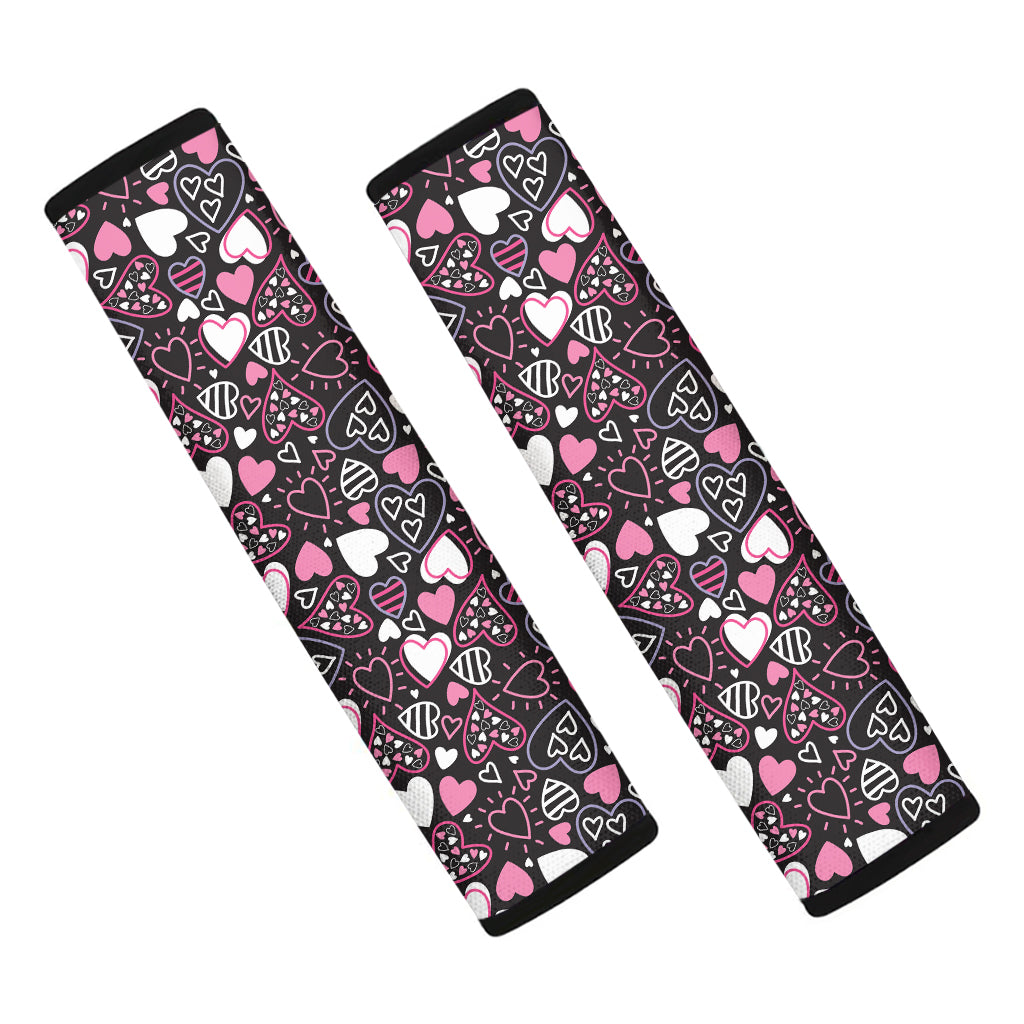 Cute Girly Heart Pattern Print Car Seat Belt Covers