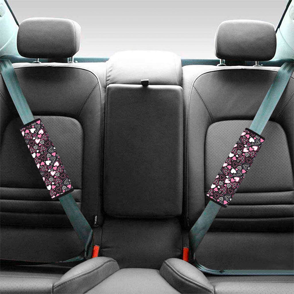 Cute Girly Heart Pattern Print Car Seat Belt Covers