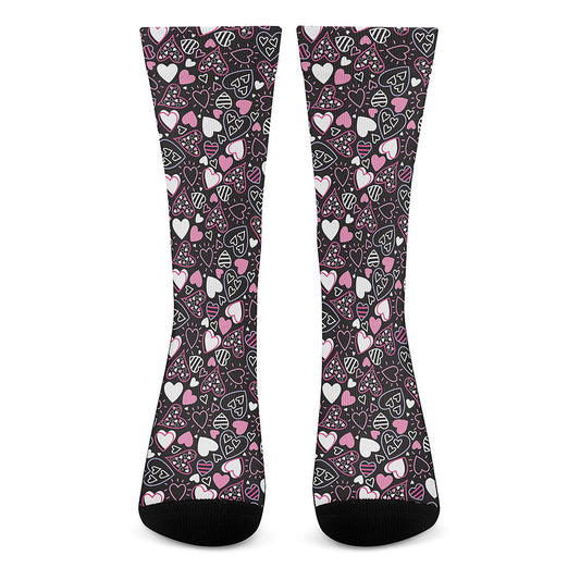 Cute Girly Heart Pattern Print Crew Socks