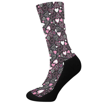 Cute Girly Heart Pattern Print Crew Socks
