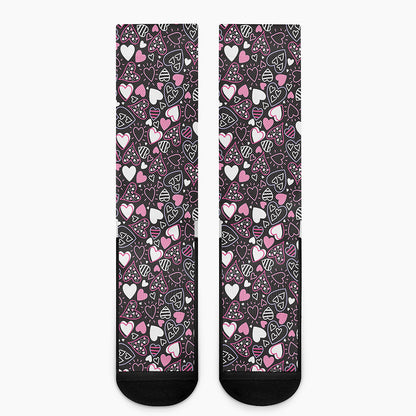 Cute Girly Heart Pattern Print Crew Socks