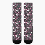 Cute Girly Heart Pattern Print Crew Socks