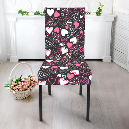 Cute Girly Heart Pattern Print Dining Chair Slipcover