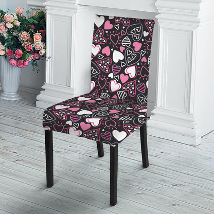 Cute Girly Heart Pattern Print Dining Chair Slipcover