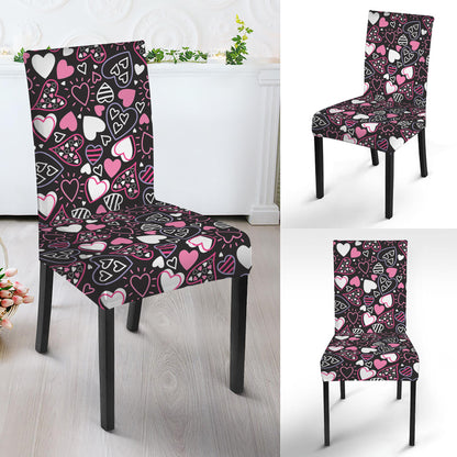 Cute Girly Heart Pattern Print Dining Chair Slipcover
