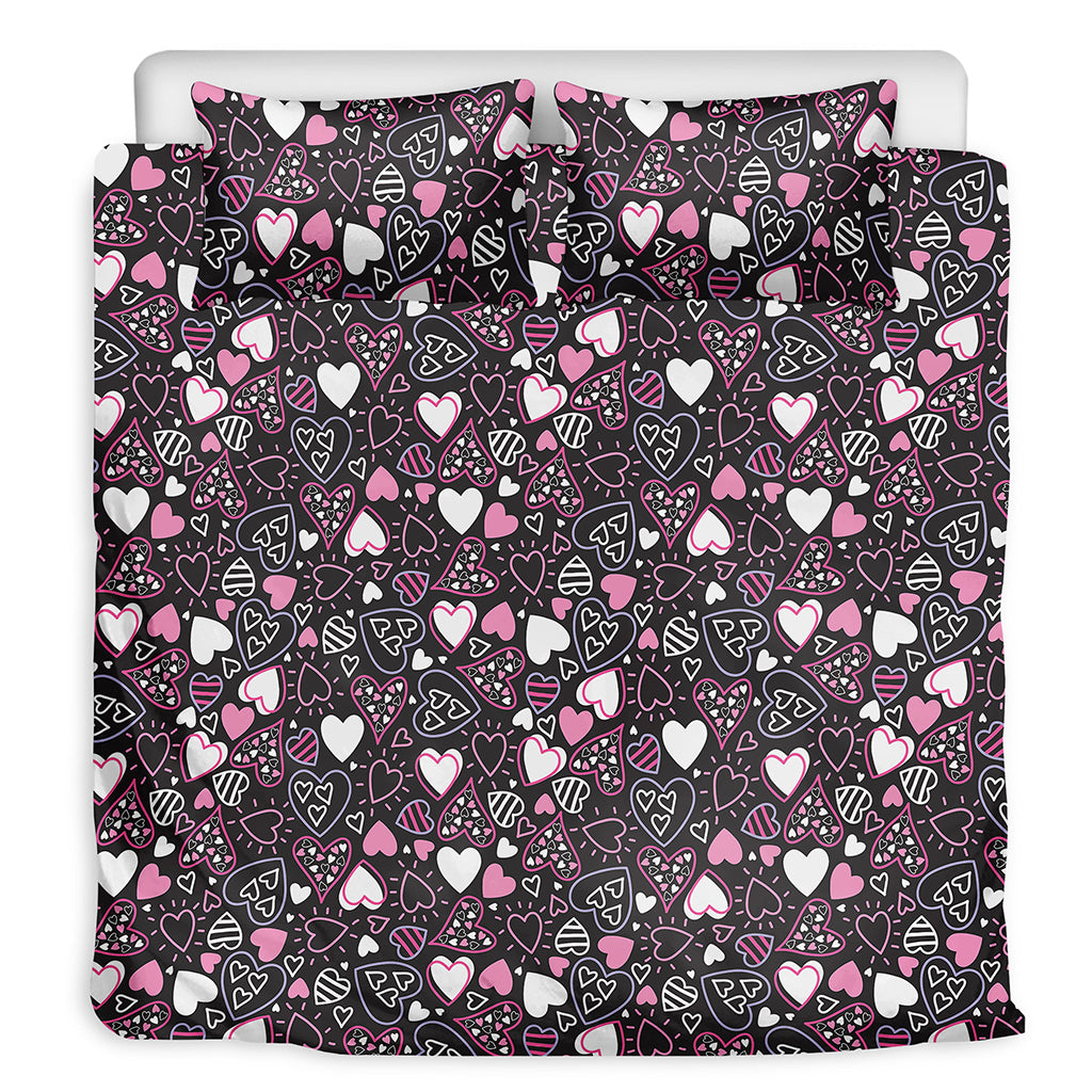 Cute Girly Heart Pattern Print Duvet Cover Bedding Set