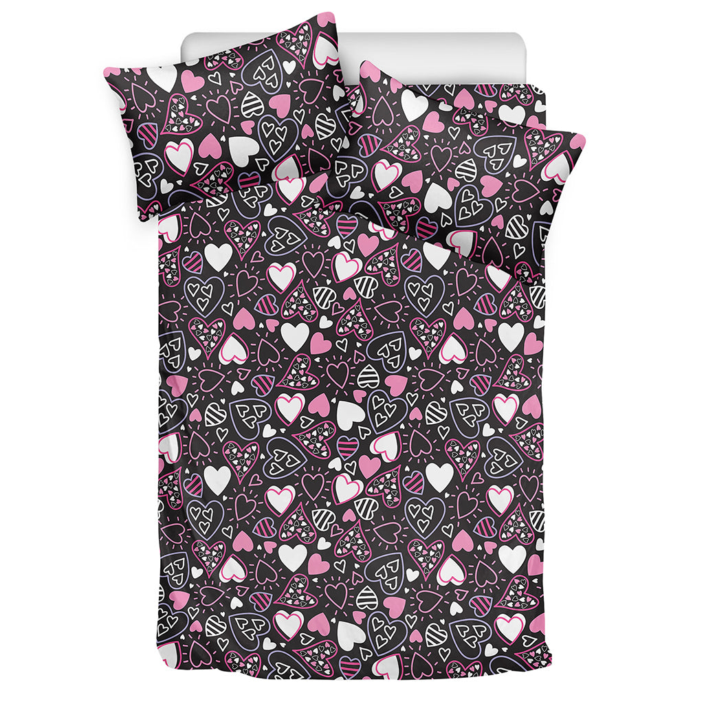Cute Girly Heart Pattern Print Duvet Cover Bedding Set