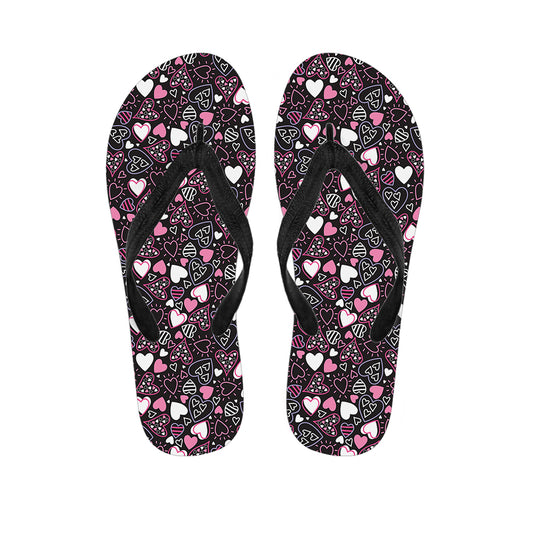 Cute Girly Heart Pattern Print Flip Flops