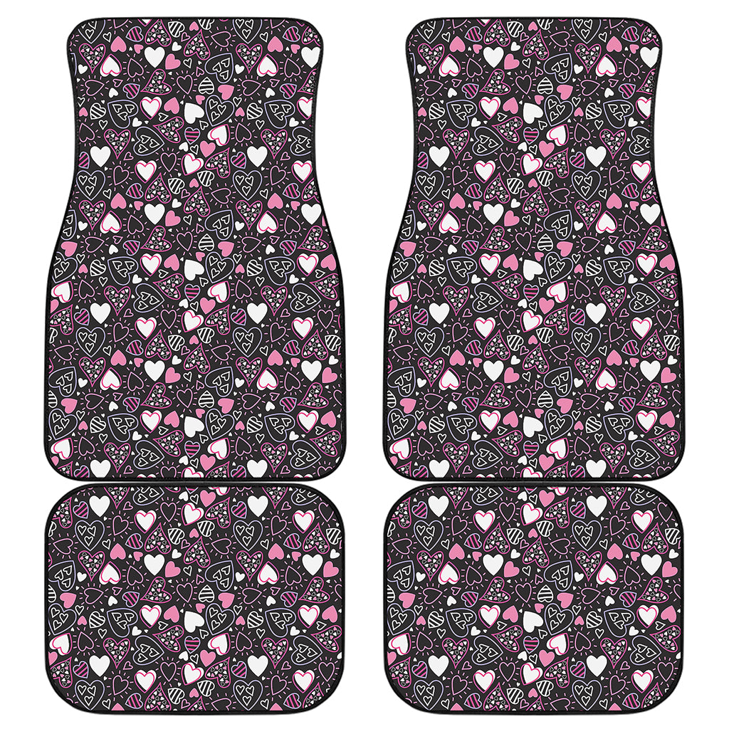 Cute Girly Heart Pattern Print Front and Back Car Floor Mats