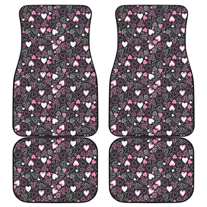 Cute Girly Heart Pattern Print Front and Back Car Floor Mats