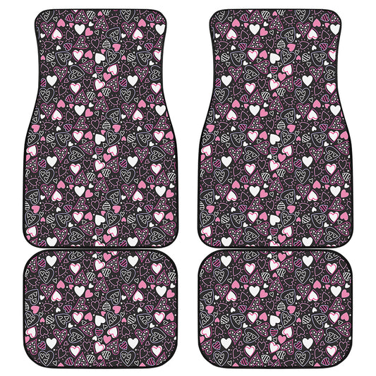 Cute Girly Heart Pattern Print Front and Back Car Floor Mats