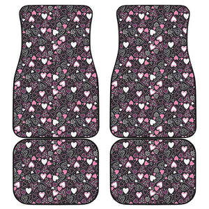 Cute Girly Heart Pattern Print Front and Back Car Floor Mats