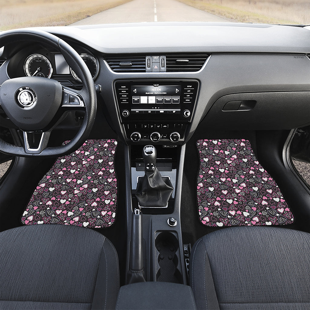 Cute Girly Heart Pattern Print Front and Back Car Floor Mats