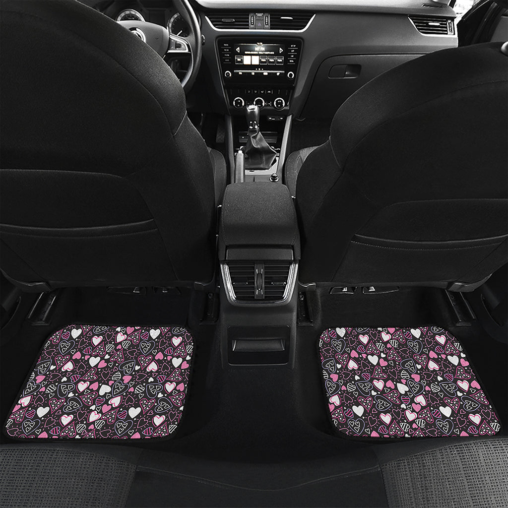 Cute Girly Heart Pattern Print Front and Back Car Floor Mats