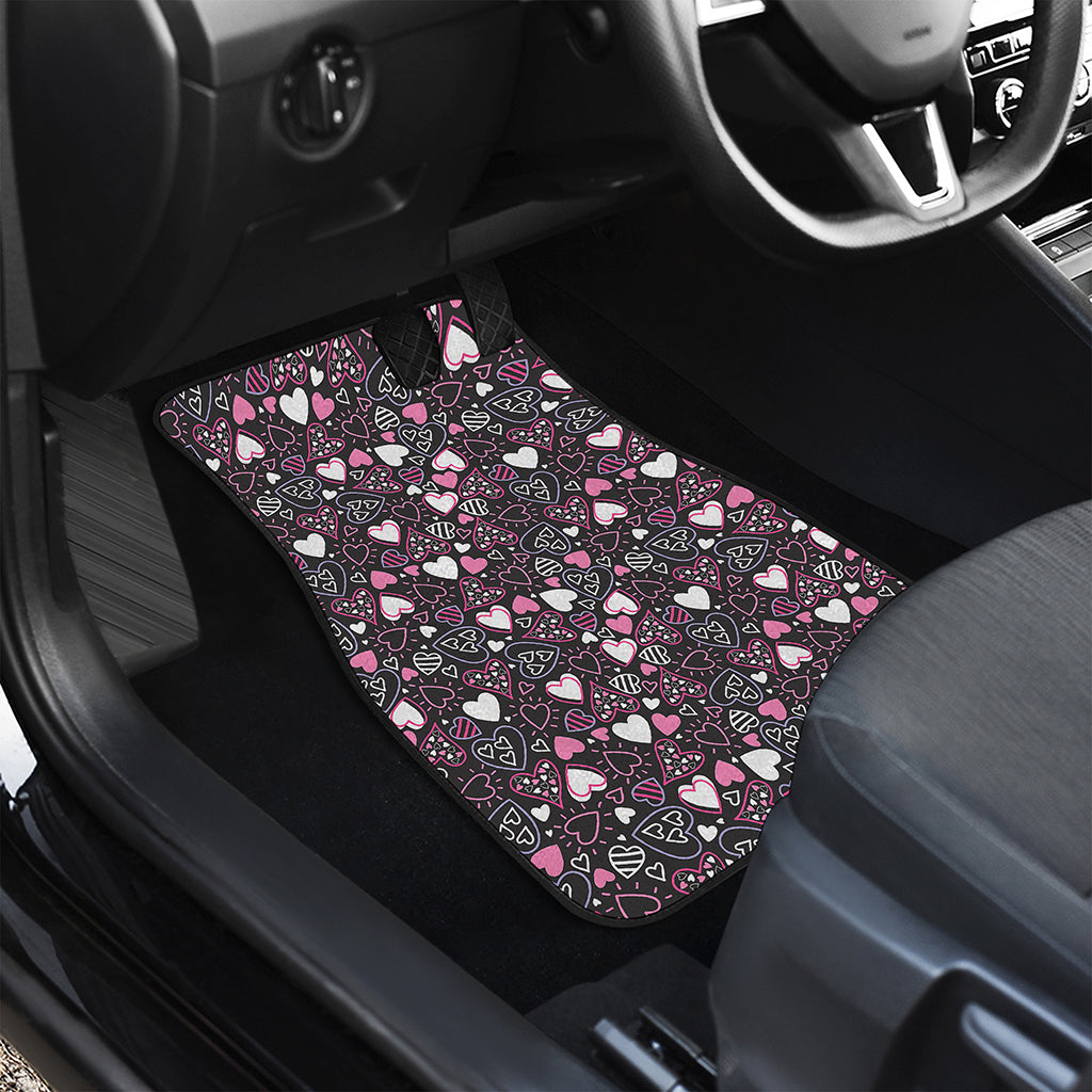 Cute Girly Heart Pattern Print Front and Back Car Floor Mats