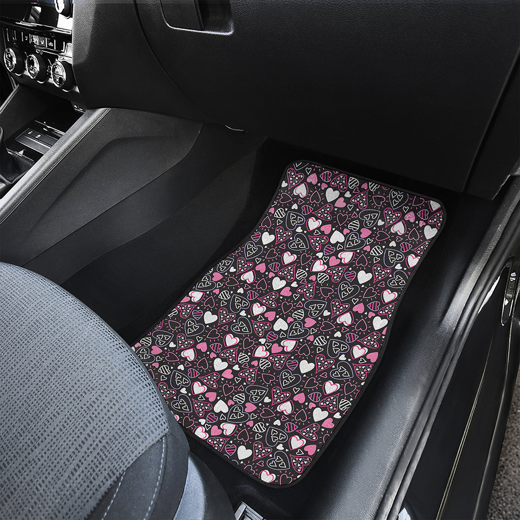 Cute Girly Heart Pattern Print Front and Back Car Floor Mats