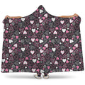 Cute Girly Heart Pattern Print Hooded Blanket
