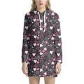 Cute Girly Heart Pattern Print Pullover Hoodie Dress