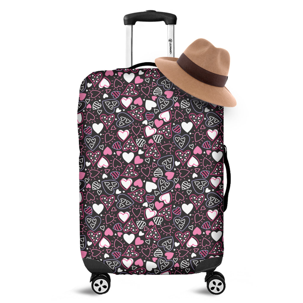 Cute Girly Heart Pattern Print Luggage Cover