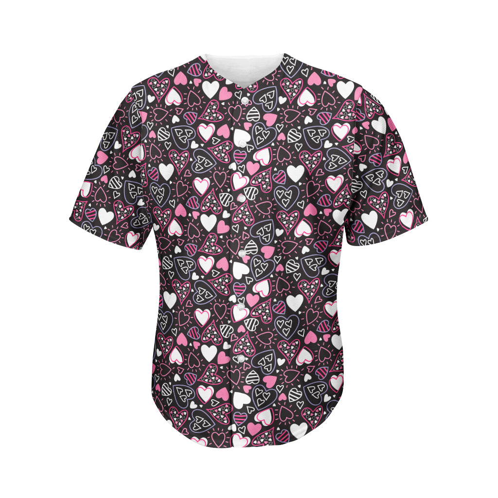 Cute Girly Heart Pattern Print Men's Baseball Jersey