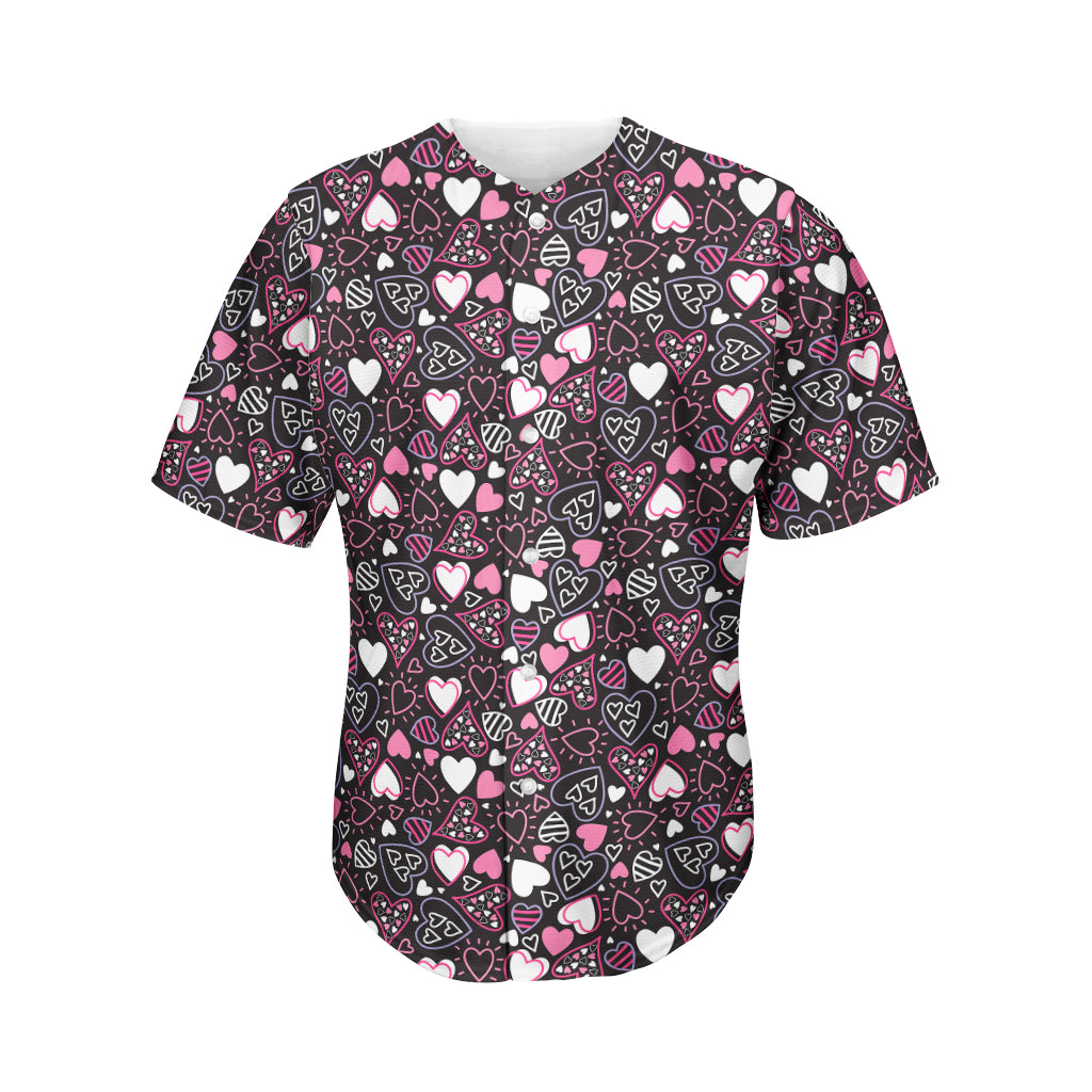 Cute Girly Heart Pattern Print Men's Baseball Jersey