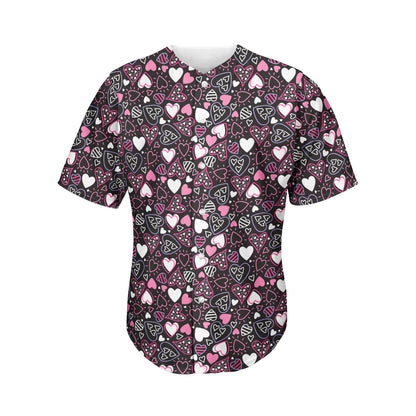 Cute Girly Heart Pattern Print Men's Baseball Jersey