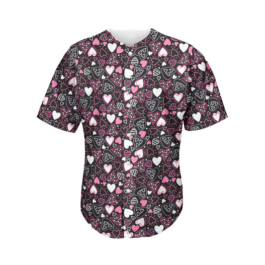 Cute Girly Heart Pattern Print Men's Baseball Jersey