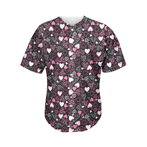 Cute Girly Heart Pattern Print Men's Baseball Jersey