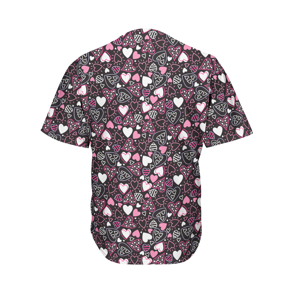 Cute Girly Heart Pattern Print Men's Baseball Jersey