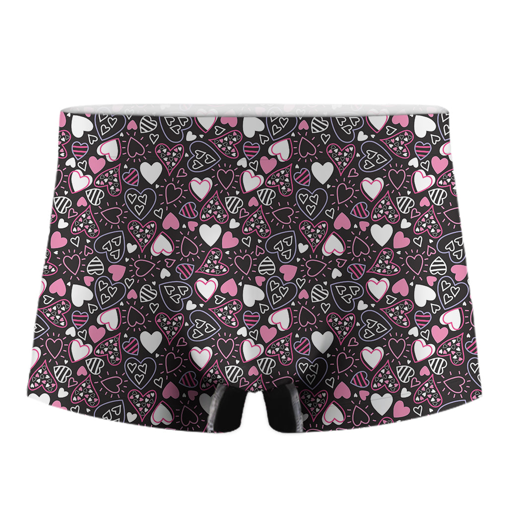 Cute Girly Heart Pattern Print Men's Boxer Briefs