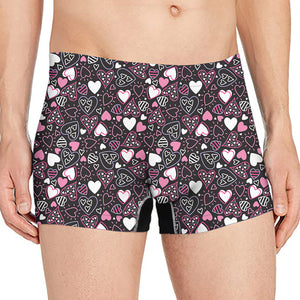 Cute Girly Heart Pattern Print Men's Boxer Briefs