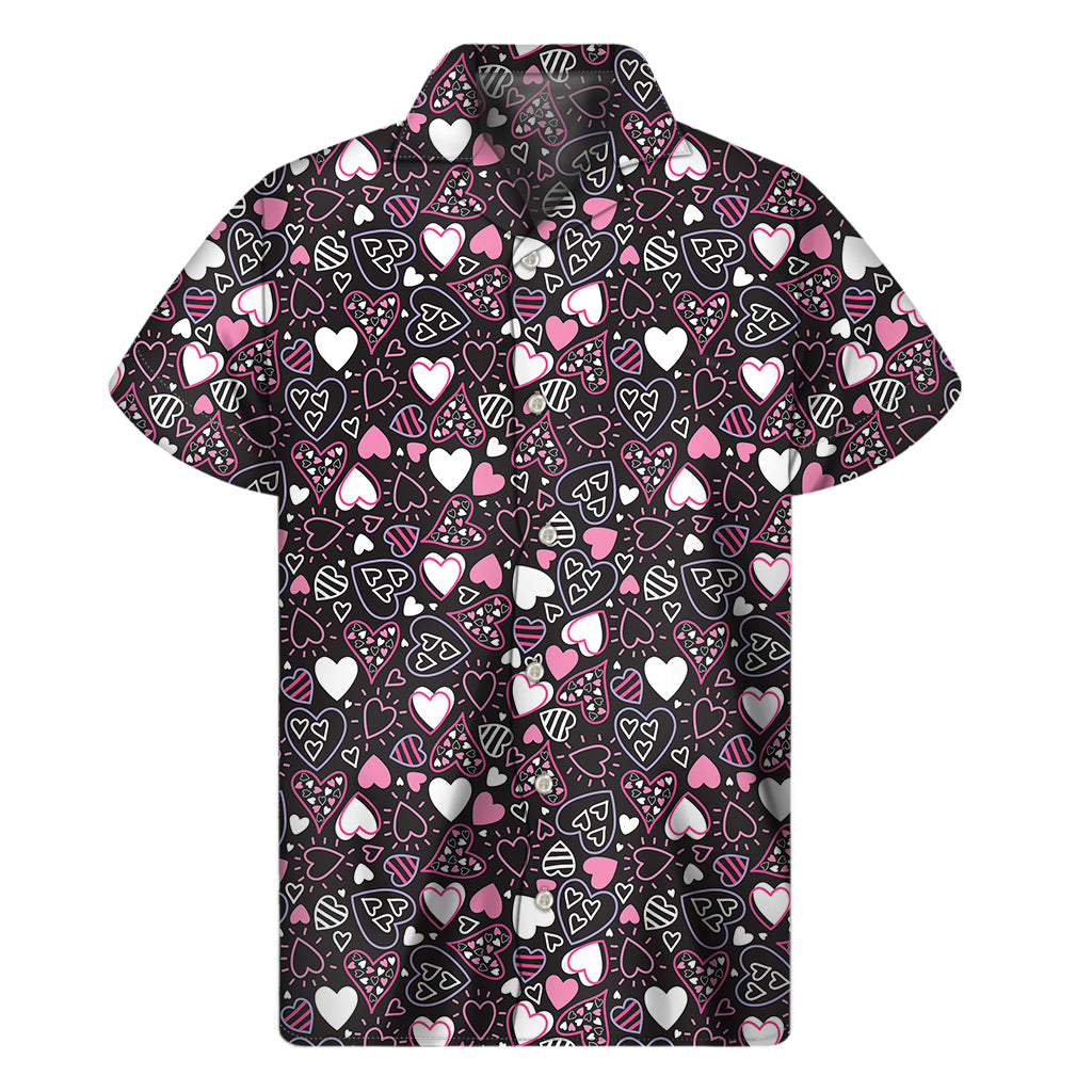 Cute Girly Heart Pattern Print Men's Short Sleeve Shirt