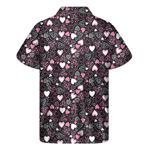 Cute Girly Heart Pattern Print Men's Short Sleeve Shirt