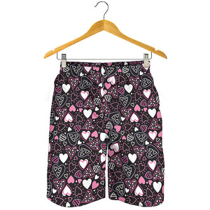 Cute Girly Heart Pattern Print Men's Shorts