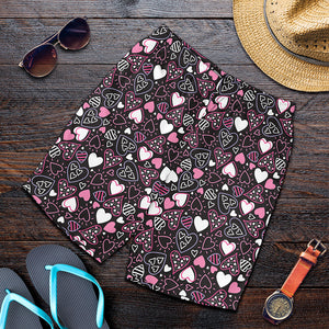 Cute Girly Heart Pattern Print Men's Shorts