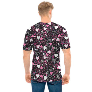 Cute Girly Heart Pattern Print Men's T-Shirt