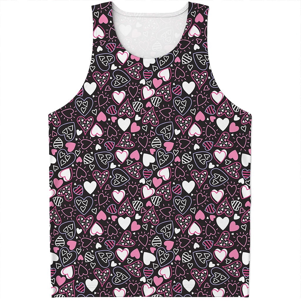 Cute Girly Heart Pattern Print Men's Tank Top