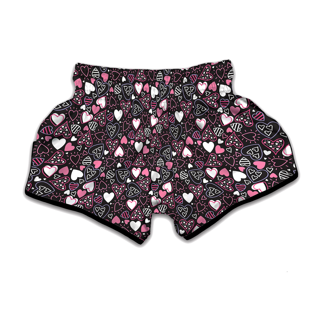 Cute Girly Heart Pattern Print Muay Thai Boxing Shorts