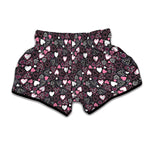 Cute Girly Heart Pattern Print Muay Thai Boxing Shorts