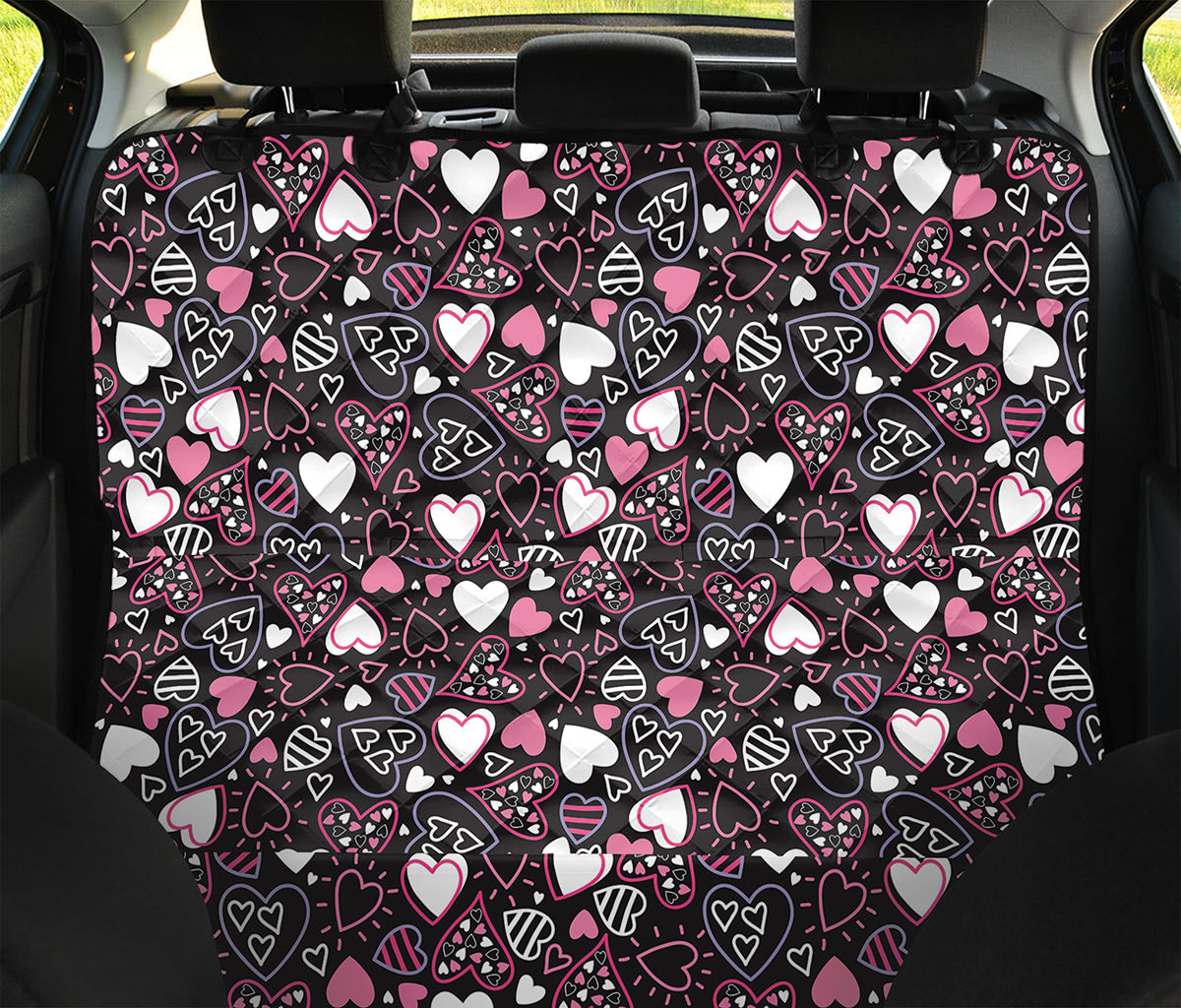 Cute Girly Heart Pattern Print Pet Car Back Seat Cover