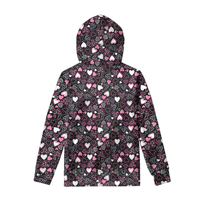 Cute Girly Heart Pattern Print Pullover Hoodie