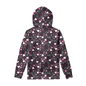 Cute Girly Heart Pattern Print Pullover Hoodie