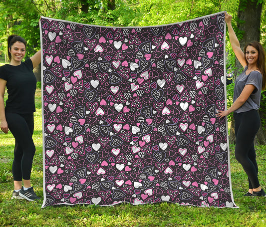 Cute Girly Heart Pattern Print Quilt