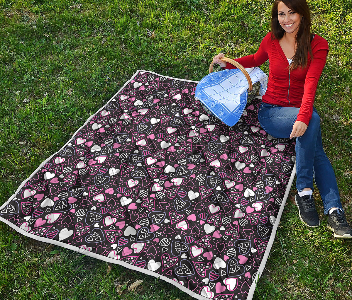 Cute Girly Heart Pattern Print Quilt