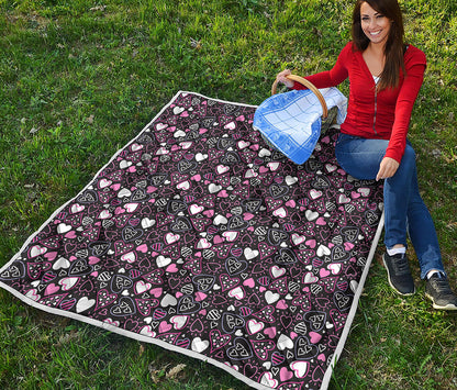 Cute Girly Heart Pattern Print Quilt