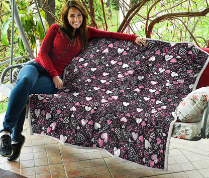 Cute Girly Heart Pattern Print Quilt
